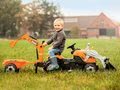 Traktor na šliapanie Builder Max Stavbár Smoby s bagrom a nakladačom oranžový