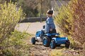 Traktor na šľapanie a príves Farmer XL Blue Tractor+Trailer Smoby modrý s polohovateľným sedadlom a so zvukom 142 cm