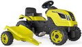 Traktor na šľapanie a príves Farmer XL GreenTractor+Trailer Smoby zelený s polohovateľným sedadlom a so zvukom 142 cm