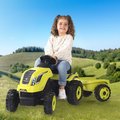 Traktor na šľapanie a príves Farmer XL GreenTractor+Trailer Smoby zelený s polohovateľným sedadlom a so zvukom 142 cm