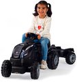 Traktor na šľapanie a príves Farmer XL Black Tractor+Trailer Smoby čierny s polohovateľným sedadlom a so zvukom 142 cm