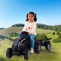 Traktor na šľapanie a príves Farmer XL Black Tractor+Trailer Smoby čierny s polohovateľným sedadlom a so zvukom 142 cm