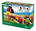 Drevená vláčikodráha Farma Railway Set Farm BRIO 20 dielov s vláčikom traktorom a magnetický žeriav od 3 rokov BRIO7198