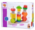 Drevená skladačka figúrky Stacking Puzzle Figures Eichhorn farebné a vzorované tvary 21 dielov od 12 mes