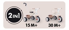 Trojkolka s voľnobehom Be Move Tricycle Beige Smoby s nastaviteľnou 95 cm vodiacou tyčou a tichými EVA kolesami béžová od 15 mes