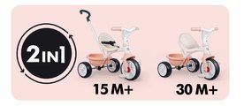 Trojkolka s voľnobehom Be Move Tricycle Pink Smoby s nastaviteľnou 95 cm vodiacou tyčou a tichými EVA kolesami ružová od 15 mes