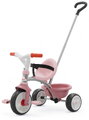 Tricicletă cu sistem de ghidare Be Move Pink Tricycle Smoby cu bară de ghidaj reglabilă de 95 cm și roți silențioase EVA culoare roz pentru copii de l