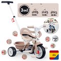 Trojkolka s voľnobehom Be Move Comfort Tricycle Beige Smoby s nastaviteľnou vodiacou rúčkou a ochrannou hrazdou s tichými EVA kolesami béžová od 10 me