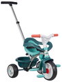 Trojkolka s opierkou a voľnobehom Be Move Comfort Blue Tricycle Smoby s nastaviteľnou vodiacou tyčou a tichými EVA kolesami od 10 mes