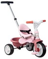 Trojkolka s opierkou a voľnobehom Be Move Comfort Pink Tricycle Smoby s nastaviteľnou vodiacou tyčou a tichými EVA kolesami od 10 mes