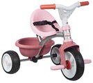 Trojkolka s opierkou a voľnobehom Be Move Comfort Pink Tricycle Smoby s nastaviteľnou vodiacou tyčou a tichými EVA kolesami od 10 mes