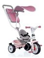 Trojkolka a kočík v jednom s vysokou opierkou Baby Balade Plus Tricycle Pink Smoby s brzdou a EVA kolesami ružová od 10 mes