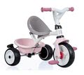 Trojkolka a kočík v jednom s vysokou opierkou Baby Balade Plus Tricycle Pink Smoby s brzdou a EVA kolesami ružová od 10 mes