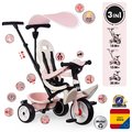 Trojkolka a kočík v jednom s vysokou opierkou Baby Balade Tricycle Pink Smoby so slnečníkom brzdou a tichými EVA kolesami ružová od 10 mes