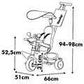 Trojkolka a kočík v jednom s brzdou Baby Driver Pink Tricycle Smoby s intuitívnym ovládaním a tichými EVA kolesami ružová od 10 mes