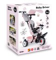 Trojkolka a kočík v jednom s brzdou Baby Driver Pink Tricycle Smoby s intuitívnym ovládaním a tichými EVA kolesami ružová od 10 mes