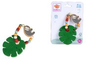 Drevená hrkálka Baby Grasping Toy Teething Leaf BeWild Eichhorn s hryzátkom v tvare listu od 3 mes