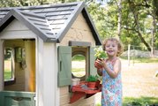 Domček pre záhradníka s kvetináčmi Garden House Life Smoby rozšíriteľný s odkvapom a mriežka s kŕmidlom pre vtáčiky 135 cm s UV filtrom od 24 mes - mo