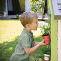 Domček pre záhradníka s kvetináčmi Garden House Life Smoby rozšíriteľný s odkvapom a mriežka s kŕmidlom pre vtáčiky 135 cm s UV filtrom od 24 mes - mo