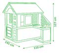 Domček s kuchynkou Nature Smoby červeno-zelený 3 okná s 2 žalúziami a 2 posuvné okenice s UV filtrom a 17 doplnkami od 2 rokov