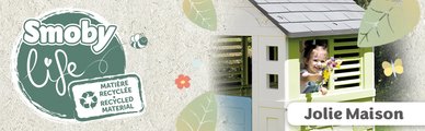 Domček s polovičnými dverami Jolie Playhouse Life Smoby zeleno-modrý rozšíriteľný s 3 oknami a 2 žalúziami s UV filtrom od 24 mes - model 2025