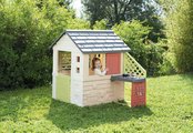 Domček s kuchynkou a 17 doplnkov Nature Playhouse&Kitchen Life Smoby rozšíriteľný 3 okná s 2 žalúziami a posuvnými okenicami s UV filtrom od 24 mes - 