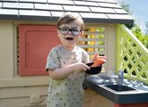 Domček s kuchynkou a 17 doplnkov Nature Playhouse&Kitchen Life Smoby rozšíriteľný 3 okná s 2 žalúziami a posuvnými okenicami s UV filtrom od 24 mes - 
