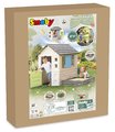 Domček s pieskoviskom a záhradkou 2v1 Square Playhouse Life Smoby rozšíriteľný 3 okná s 2 žalúziami a okenicami s UV filtrom od 24 mes - model 2025