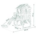 Domček na pilieroch s 1,5 m šmykľavkou s vodotryskom House On Stilts Life Smoby rozšíriteľný s rebríkom a 2 okná s okenicami a UV filtrom od 24 mes - 