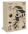 Domček Dobrodružstvo s predsieňou a šmykľavkou Adventure House Life Smoby rozšíriteľný s padacími dverami a lezeckými stenami s UV filtrom