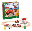Drevená vláčikodráha Požiarna stanica Firefighter Set BRIO 18 dielov s hasičským vlakom so svetlom a zvukom od 3 rokov BRIO8157