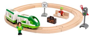 Drevená vláčikodráha so semaforom Circle Train Set BRIO 16 dielov s vláčikom a 2 figúrkami od 3 rokov BRIO8478