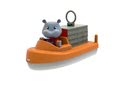 Lode s kontajnermi a motorové člny AquaPlay s hrošíkom a medveďom 7 kusov
