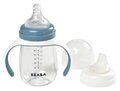 Sticla biberon bebeluși Beaba Learning Cup 2in1 Windy Blue 210 ml albastră cu pai de la 4 luni