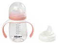 Fľaša Bidon na učenie pitia Beaba Learning Cup 2in1 Pink 210 ml so slamkou ružová od 4 mes