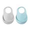 Podbradníky pre deti Silicone Bib Beaba Light Mist & Airy Green Beaba 2 kusy z mäkkého silikónu a gombíkmi od 0 mes