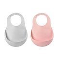 Podbradníky pre deti Silicone Bib Beaba Light Mist & Old Pink Beaba 2 kusy z mäkkého silikónu a gombíkmi od 0 mes