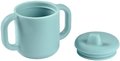 Hrnček pre bábätká Silicone Learning Cup Blue Beaba s vrchnákom na učenie sa piť od 8 mes modrý