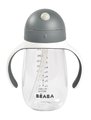 Fľaša Bidon na učenie pitia Straw Cup Beaba Mineral Grey 300 ml so slamkou sivá od 8 mes