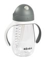 Fľaša Bidon na učenie pitia Straw Cup Beaba Mineral Grey 300 ml so slamkou sivá od 8 mes