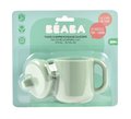 Hrnček pre bábätká Silicone Learning Cup Beaba Sage Green s vrchnákom na učenie sa piť zelený od 8 mes