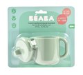 Hrnček pre bábätká Silicone Learning Cup Beaba Sage Green s vrchnákom na učenie sa piť zelený od 8 mes