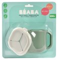 Hrnček pre bábätká Pick 'n' Snack Silicone Snack Cup Beaba Sage Green na učenie sa jesť zelený od 10 mes