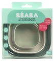 Jedálenská súprava Silicone Nesting Bowl Set Beaba Sage Green Cotton Misty Green zo silikónu 3-dielna zeleno-sivo-biela od 4 mes