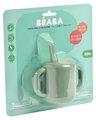 Hrnček pre bábätká Silicone Straw Cup Beaba Sage Green so slamkou na učenie sa piť zelený od 8 mes