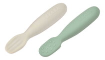 Ergonomické tréningové lyžičky Silicone Pre-Spoons Sage Green Velvet Grey Beaba zo silikónu na samostatné jedenie 2 kusy od 4 mes