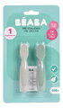 Ergonomické tréningové lyžičky Silicone Pre-Spoons Sage Green Velvet Grey Beaba zo silikónu na samostatné jedenie 2 kusy od 4 mes BE913578