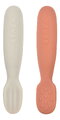 Ergonomické tréningové lyžičky Silicone Pre-Spoons Terracotta Velvet Grey Beaba zo silikónu na samostatné jedenie 2 kusy od 4 mes BE913579
