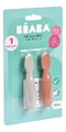 Ergonomické tréningové lyžičky Silicone Pre-Spoons Terracotta Velvet Grey Beaba zo silikónu na samostatné jedenie 2 kusy od 4 mes BE913579