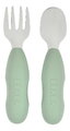 Prvý detský príbor Stainless Steel Pre-Cutlery Sage Green Beaba vidlička a lyžička zelený od 10 mes BE913580